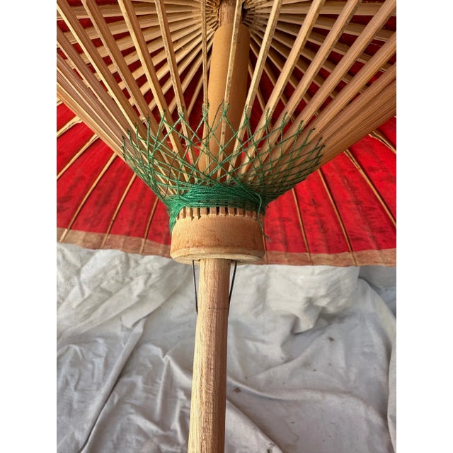 1920s Vintage Asian Paper Umbrella Parasol For Sale - Image 5 of 12