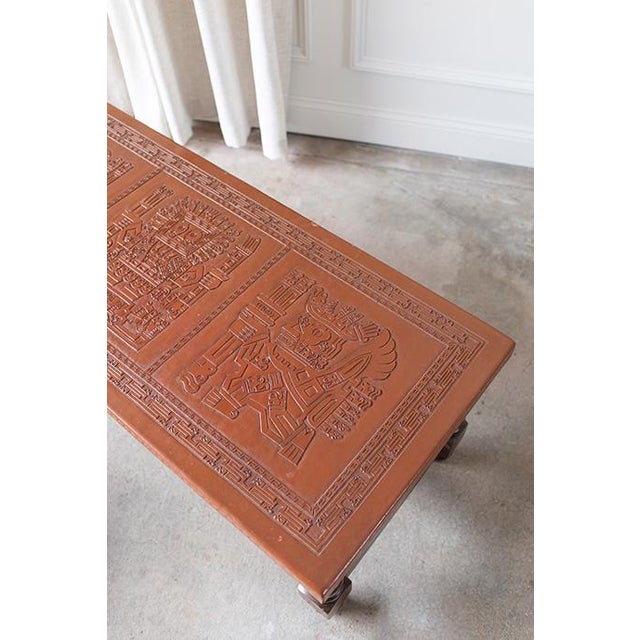 Mid-Century Modern Mid Century Peruvian Hand Tooled Leather Coffee Table or Bench For Sale - Image 3 of 14