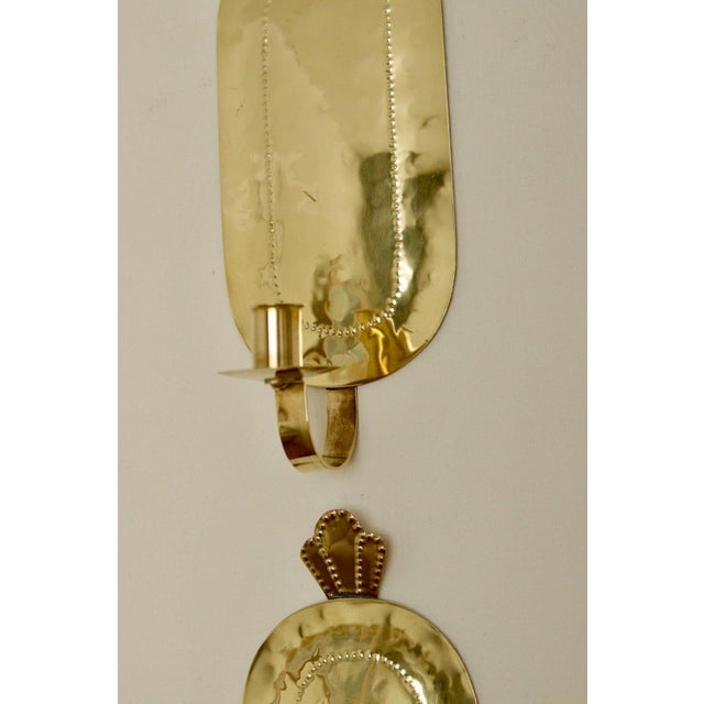Metal Mid-Century Swedish Brass Sconces, Set of 2 For Sale - Image 7 of 7