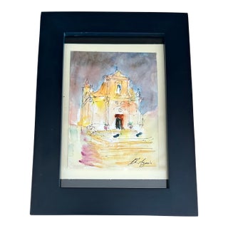 Signed and Framed Watercolor For Sale