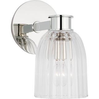 AERIN for Visual Comfort Signature Asalea Single Sconce in Polished Nickel with Clear Glass For Sale