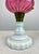 Dark Pink Antique Fenton / L G Wright Style Cranberry & Milk Glass Converted Oil Lamp For Sale - Image 8 of 10