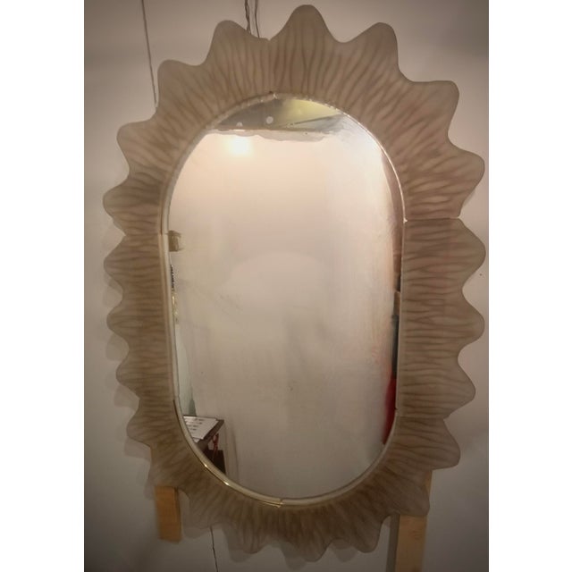 Tan Italian Murano Fume Art Glass and Brass Console / Wall Mirror, 2000 For Sale - Image 8 of 8