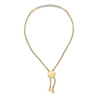 Gold Vermeil Diamond Accent Bar Lariat Bolo Bracelet For Sale