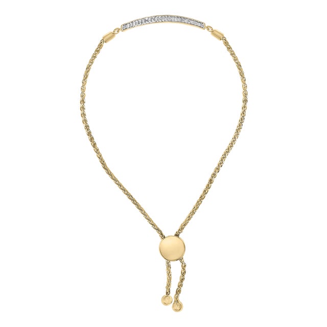 Gold Vermeil Diamond Accent Bar Lariat Bolo Bracelet For Sale
