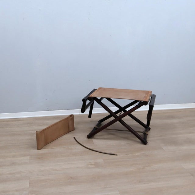 Bamboo Leather Director's Chair from McGuire, 1950s For Sale - Image 9 of 12