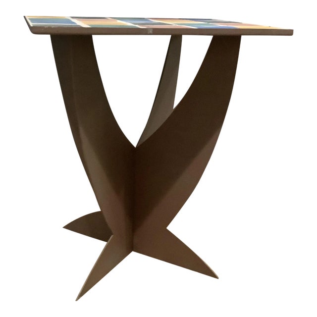 Mid Century Modern Tiled Iron Table & Mirror Set Pedro Gonzalez Colorful Barcelona Spain For Sale