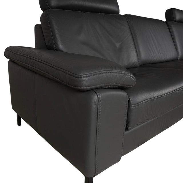 Gray Leather Mondo Maestra Corner Sofa in Grey Slate with Electric Function For Sale - Image 8 of 16