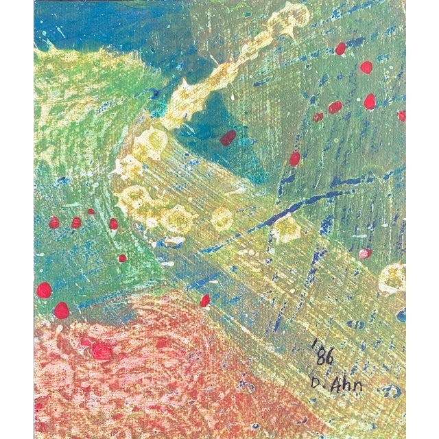 Abstract Expressionism Don Ahn, Gestural Abstraction, Miniature Abstract Expressionist Korean Modernist Painting, 1986 For Sale - Image 3 of 9