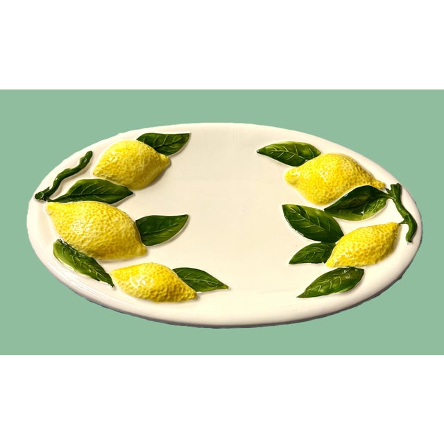 Italian Italian Ceramic Embossed Lemon Platter For Sale - Image 3 of 11