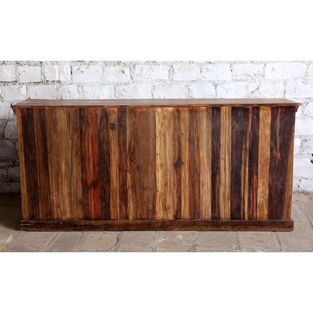 1920s Antique Hand-Carved Long Sideboard – Rustic Wood Credenza Tv Console 88x40 For Sale - Image 5 of 8