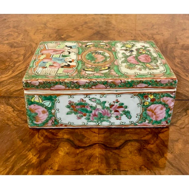 Antique Chinese Famille Rose Canton Lidded Pen Box, 1860 For Sale - Image 14 of 14
