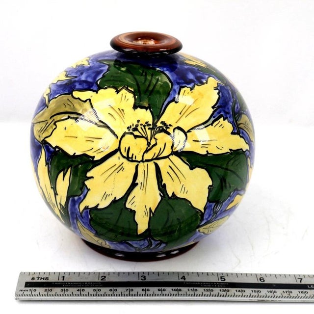 Antique Burslem Faience Floral Globe Vase from Gibsons & Sons, 1890s For Sale - Image 13 of 15
