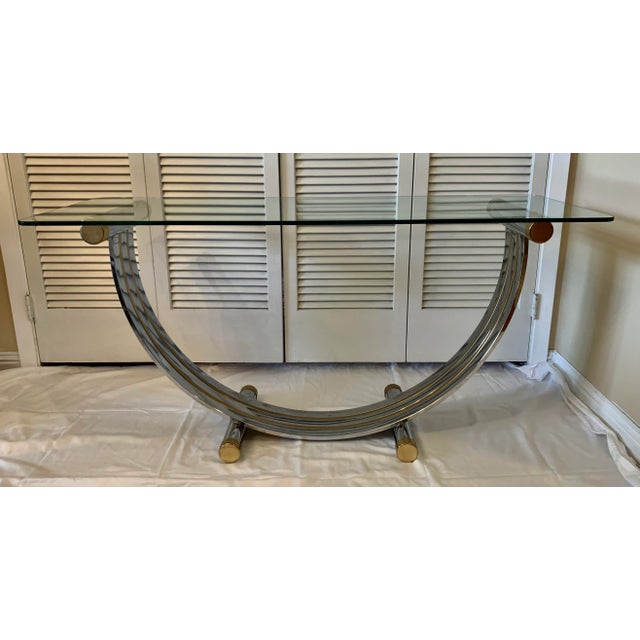 Vintage Romeo Rega Chrome Brass U-Shaped Console Table For Sale - Image 13 of 13