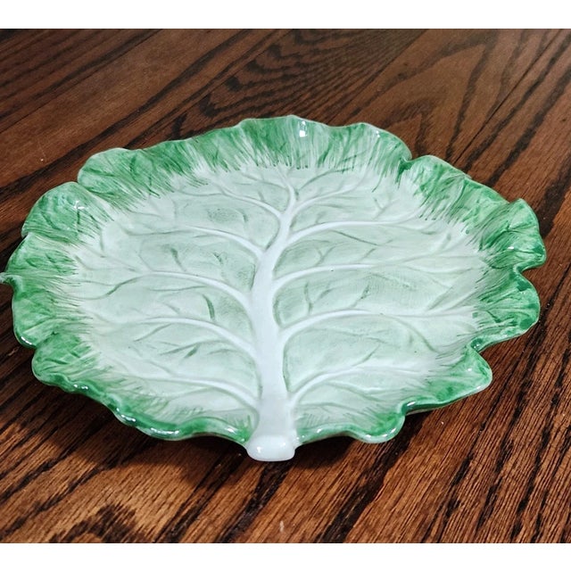 Fitz and Floyd Vintage Fitz & Floyd Porcelain Ironstone Cabbage Leaf Appetizer Plates- Set of 4 For Sale - Image 4 of 8