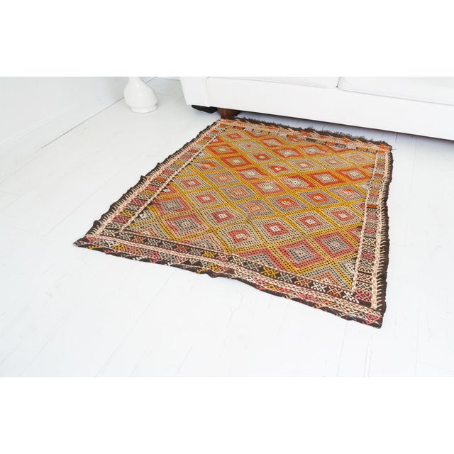 Apricot Oushak Antique Kilim Rug For Sale - Image 8 of 10