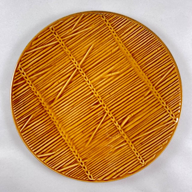 1950s French Gien Straw Pattern Cheese Course Service, 9 Pieces For Sale - Image 10 of 12