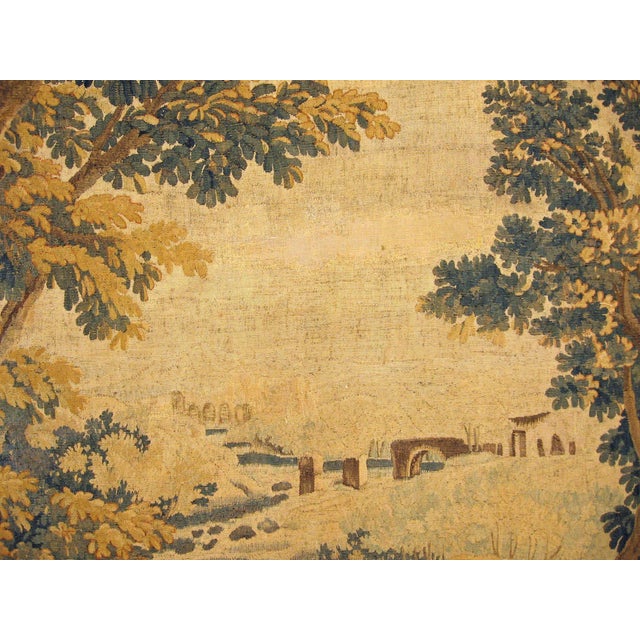 18th Century French Pastoral Landscape Tapestry, with a Couple and Their Flock For Sale - Image 4 of 4