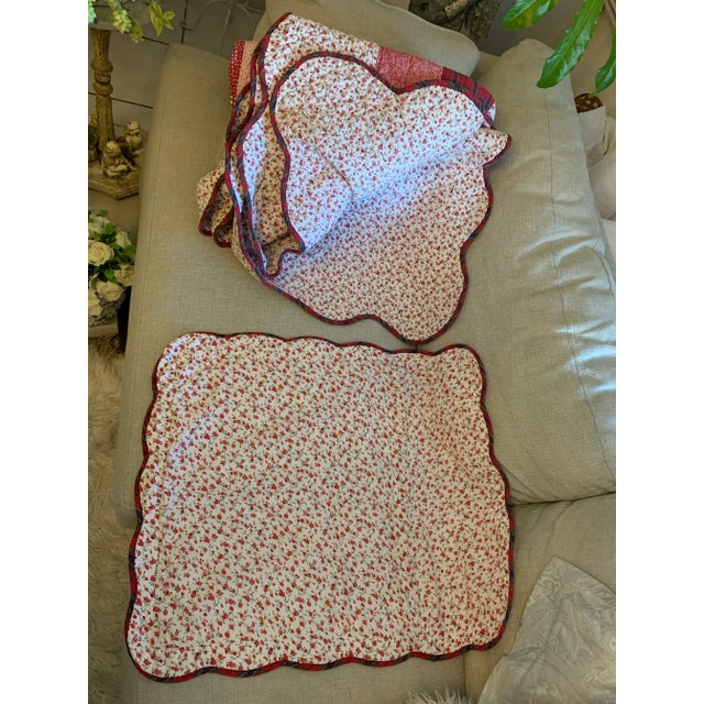 Vintage 1994 Rustic Floral & Gingham Patchwork Twin Size Quilt & Sham For Sale - Image 12 of 12