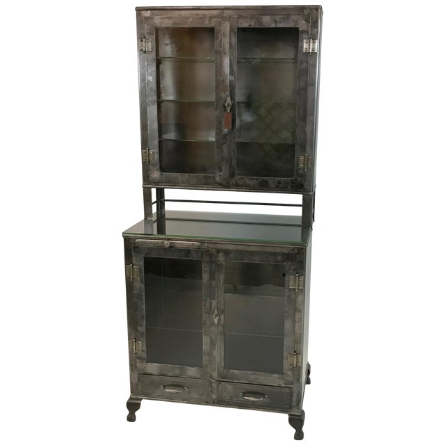 Vintage Industrial Brushed Steel Apothecary Cabinet Chairish