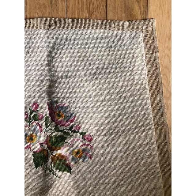 Tan Vintage Floral Needlepoint Textile Pillow / Seat Cover For Sale - Image 8 of 8