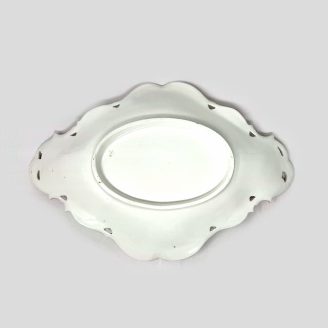 Mid 19th Century Antique Victorian Yellow & Gold Porcelain Serving Dish Platter Pierced Handles For Sale - Image 5 of 5