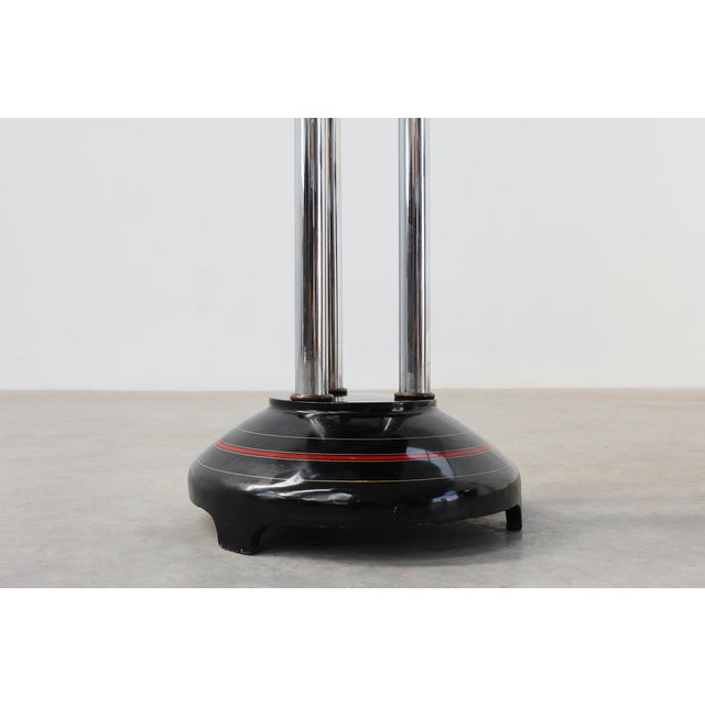 Art Deco Pedestal Table with Chrome Columns and Black Lacquered Base, France, 1920s For Sale - Image 4 of 13