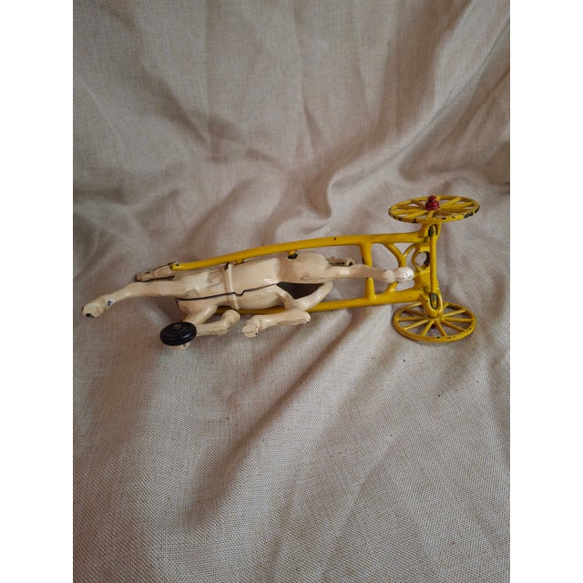 Blue Antique Cast Iron Kenton Cabriolet Hansom Cab Carriage Toy - Original Figures For Sale - Image 8 of 18