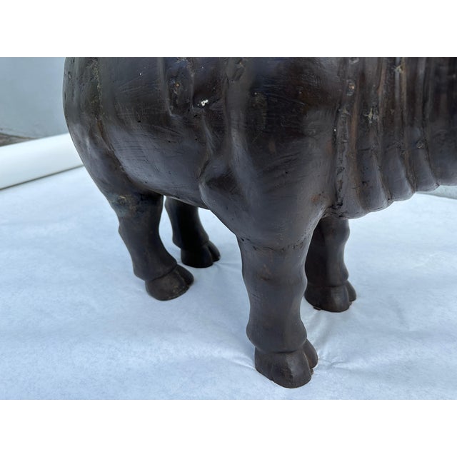 Large Scale Vintage Bronze Rhino Sculpture/ Side-Table For Sale - Image 9 of 11