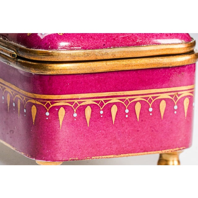 Quality Hand Painted Antique Porcelain Trinket Jewelry Box For Sale - Image 12 of 17