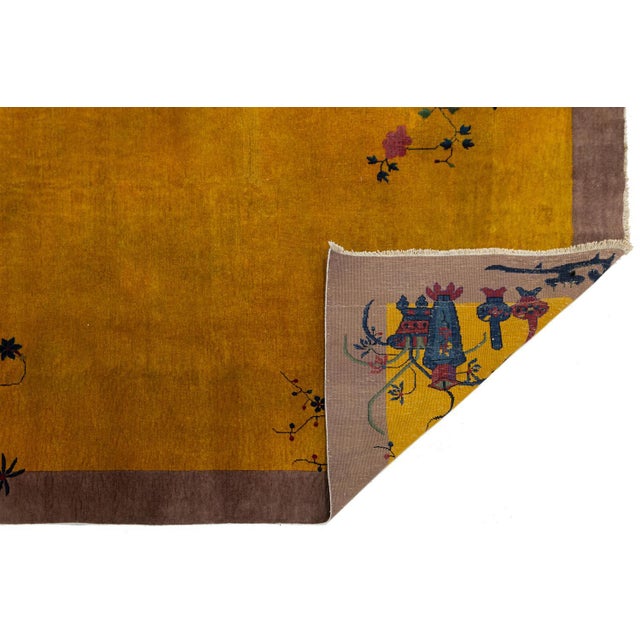 Art Deco Antique Art Deco Chinese Nichols Style Rug – Imperial Yellow & Lavender For Sale - Image 3 of 11