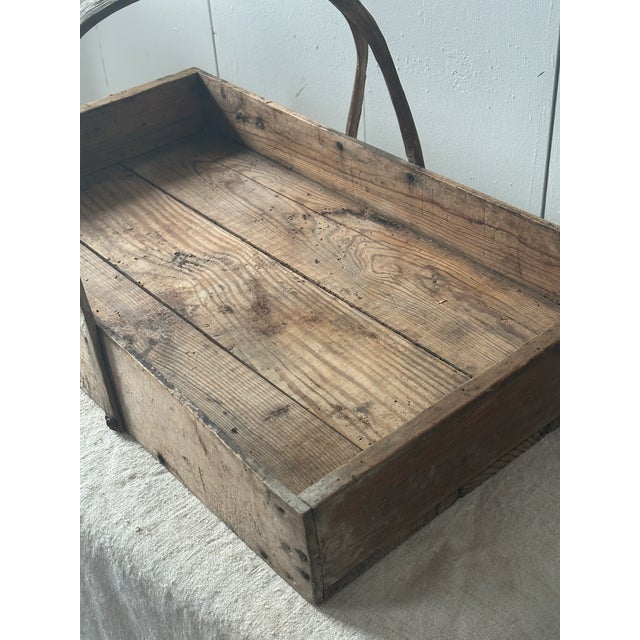 Early 1900s Primitive Wooden Flower Collecting Tray With Handle For Sale - Image 4 of 11