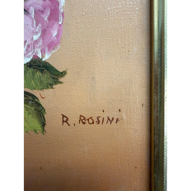 Portraiture 1950s Italian Artist R. Rosini Flowers Still Life Framed Original Signed Art For Sale - Image 3 of 8