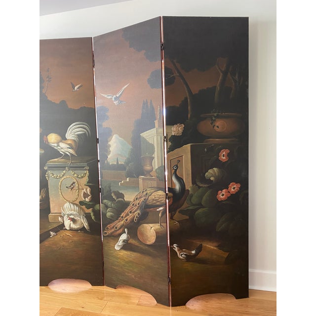 Wood Late 20th Century Oil Painted Screen by Chelsea House For Sale - Image 7 of 13