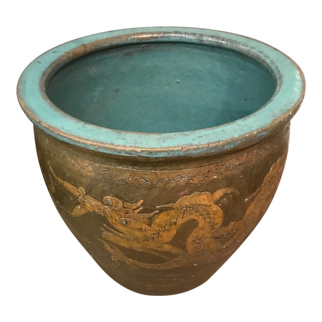 Antique Chinese Clay Sculpted Dragon Egg Pot Planter Chairish