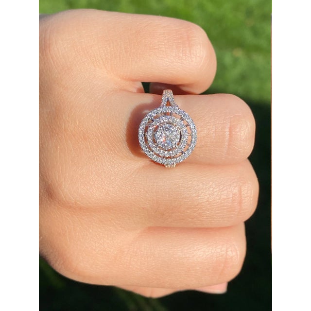 The Bellatrix: Contemporary Double Halo Diamond Ring and Pendant Conversion Piece For Sale - Image 10 of 10