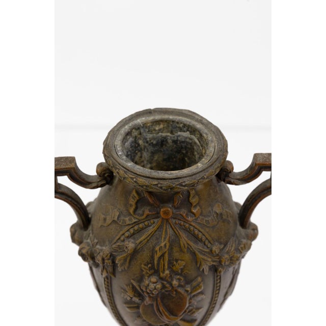 Hollywood Regency Bronze French Lidded Urn With Handles on Marble Base C. 1950s For Sale In Detroit - Image 6 of 6