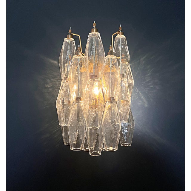 Vintage Italian Clear Murano Glass Poliedri Wall Sconces, 1990, Set of 2 For Sale - Image 12 of 13