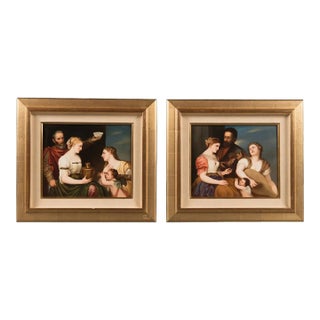A Pair of German K.P.M Porcelain Plaques Depicting "Aligira and Tirian" For Sale