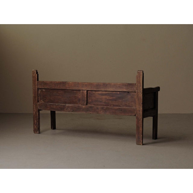 Rustic Antique Spanish Mountain Bench in Wood, 1800s For Sale - Image 3 of 17