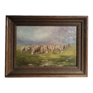 19Thc Signed Oil Painting of Sheep ( Listed Artist)