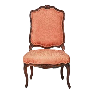 Petite French Slipper Chair With Silk Damask Upholstery