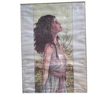 J.E. Servais, Portrait of a Woman, 1970s, Print on Paper & Glass For Sale