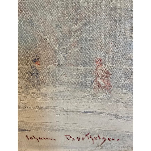 Johann Berthelsen -the Little Church Around the Corner in the Snow -1930s Oil Painting For Sale - Image 9 of 12