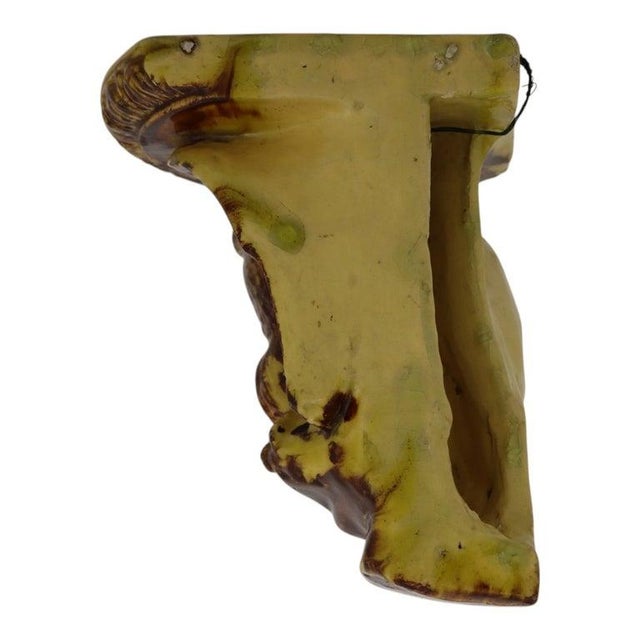 Ceramic Rockingham Attr Pottery Stoneware Figural Eagle Corner Wall Sconce 20thC For Sale - Image 7 of 9