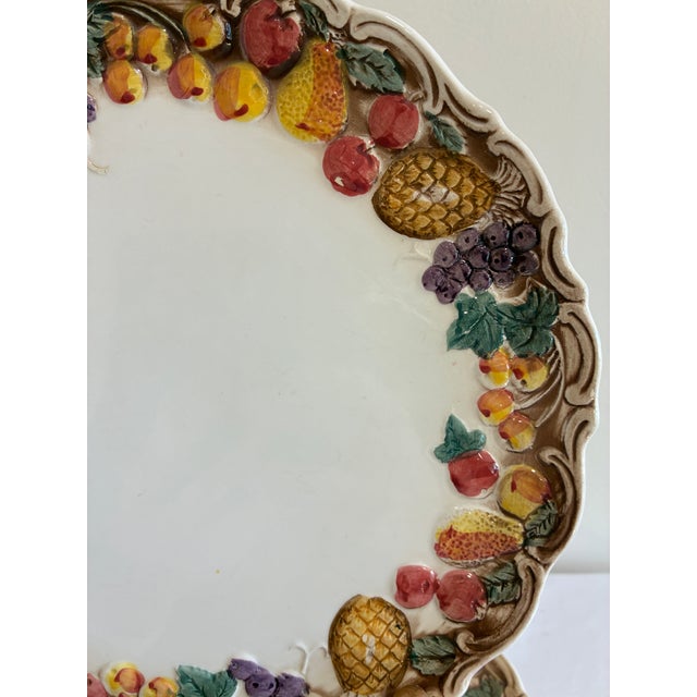 Lefton Vintage Lefton Majolica Style Fruit Border Dinner Plates, Set of 6 For Sale - Image 4 of 10