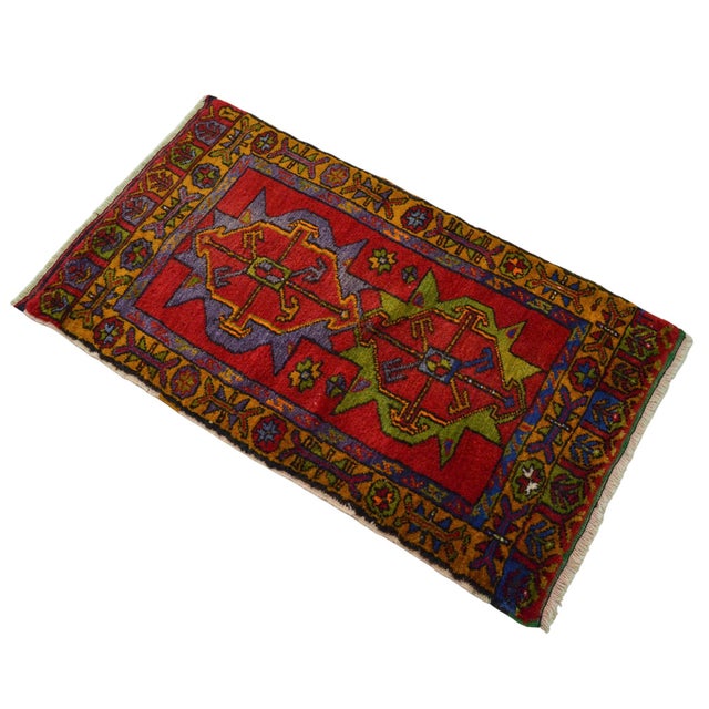 1960s Hand Knotted Door Mat, Entryway Rug, Bath Mat, Kitchen Decor, Small Rug, Turkish Rug - 2′ × 3′5″ For Sale - Image 6 of 13