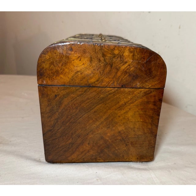 Antique Victorian Burr Walnut Tea Caddy by Parkins & Gotto England Circa 1860s For Sale - Image 15 of 16