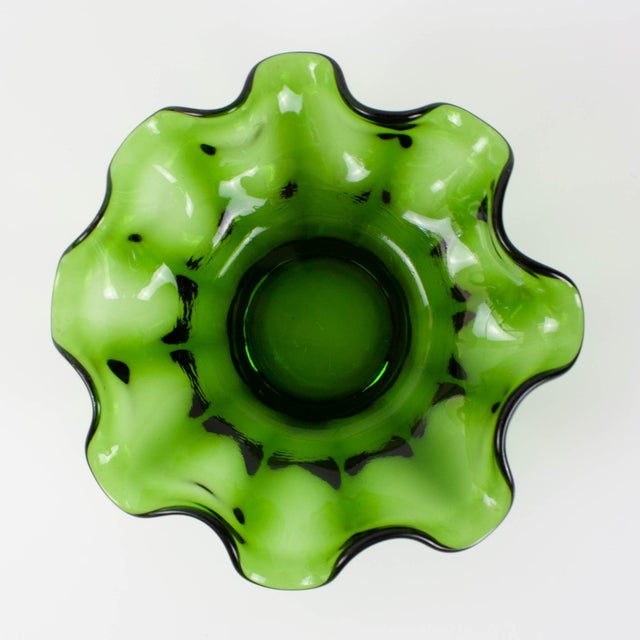 Vintage Portuguese Dark Green Glass Bowl, 1960s For Sale - Image 9 of 11