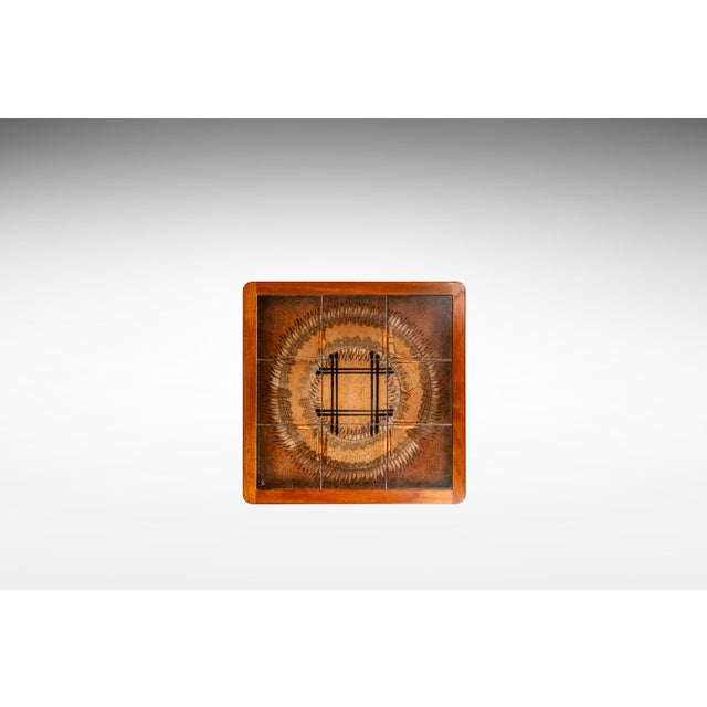1970s Danish Modern End Table - Accent Table in Teak W/ Ceramic Tile Mosaic Inlay by Johannes Andersen, Denmark, C. 1970's For Sale - Image 5 of 18